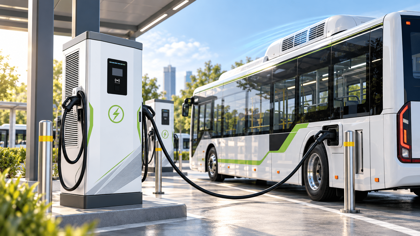 Electric bus charging station